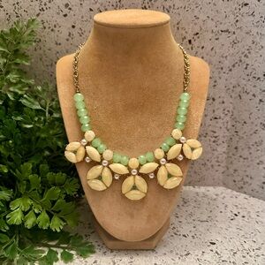 Frosted yellow cabochons floral design necklace